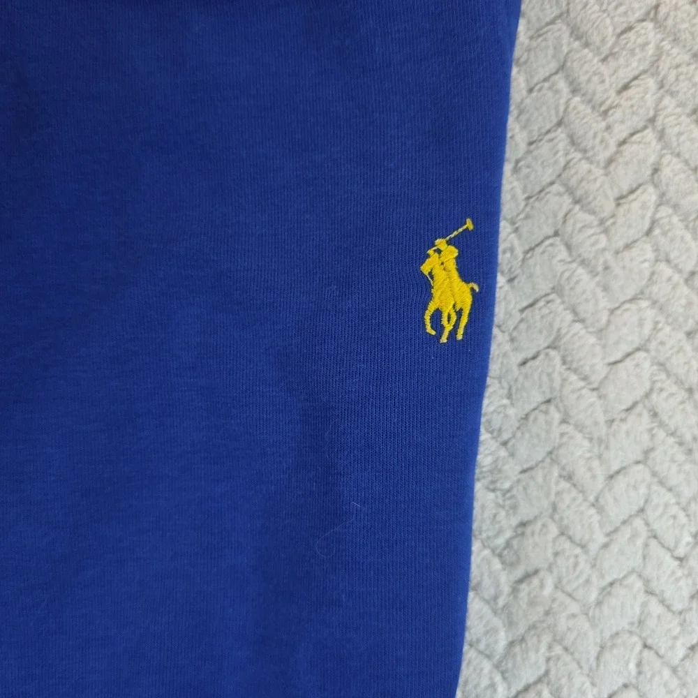 Polo Ralph Lauren Performance Mens Joggers Blue Yellow Drawstring Pony Logo M